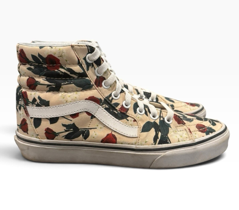 Vans Sk8-Hi Floral Rose Print High Top Sneakers Women’s 8.5 Men’s 7 Floral